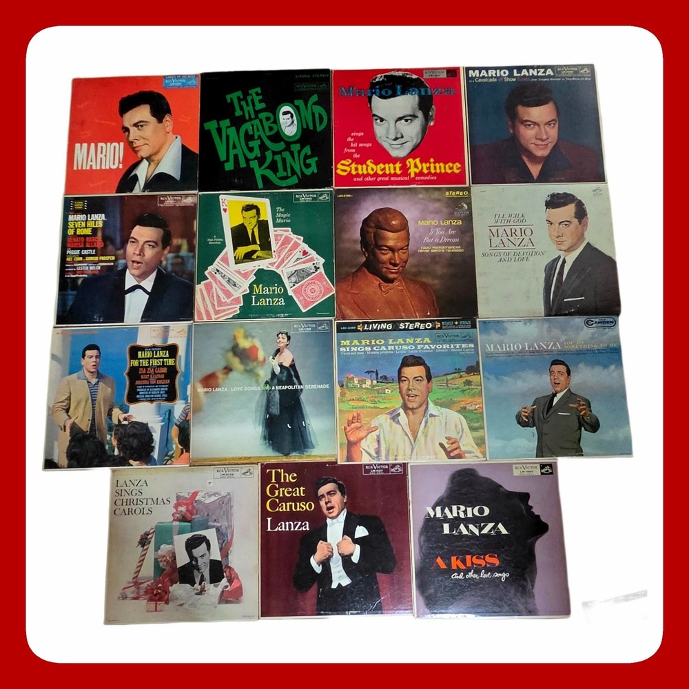Mario Lanza Vintage 15 LP Vinyl Record Lot RCA Victor Opera Show Tunes Collector
